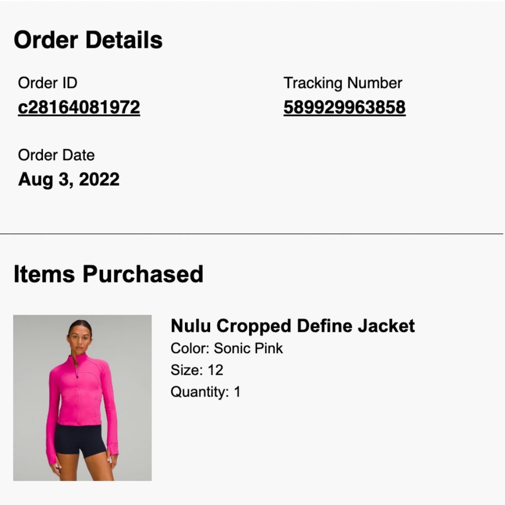 Cropped Pink Lulu Define Jacket (Brand New!!)
